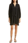 Mille Daisy Crochet Tent Mini Dress In Black Floral Eyelet