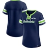 Fanatics Branded College Navy Seattle Seahawks Plus Size Original State Lace-up T-shirt In Navy