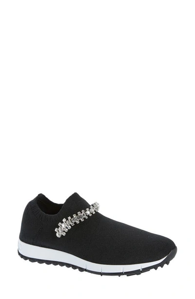 Jimmy Choo Verona Crystal Knit Low-top Sneakers In Black