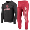 CONCEPTS SPORT CONCEPTS SPORT CRIMSON/HEATHER CHARCOAL OKLAHOMA SOONERS METER LONG SLEEVE HOODIE T-SHIRT & JOGGER P