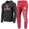Concepts Sport Men's  Crimson, Heather Charcoal Oklahoma Sooners Meter Long Sleeve Hoodie T-shirt And In Crimson