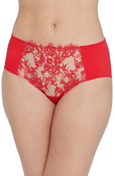 Skarlett Blue Entice Lace Trim Briefs In Sangria/ Ny