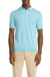 John Smedley Jersey Polo In Blue Spring