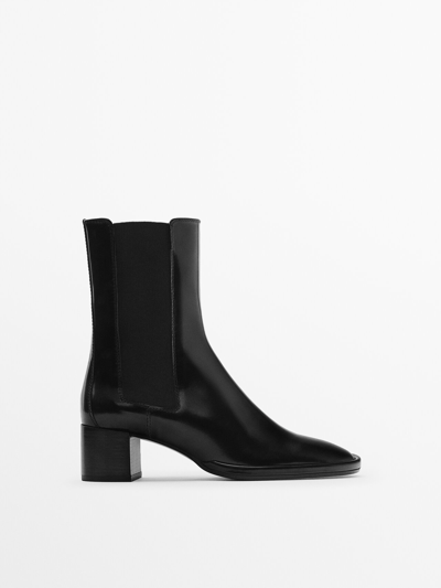 Massimo Dutti High-heel Chelsea Boots In Black