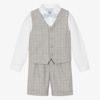BEATRICE & GEORGE BOYS GREY CHECK COTTON SHORTS SUIT