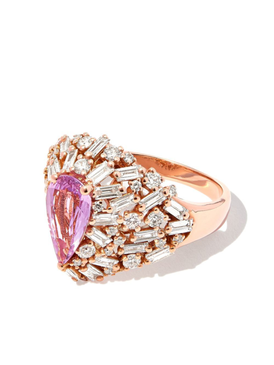 Suzanne Kalan 18k Rose Gold 1 Of A Kind Sapphire Cluster Ring In Pink