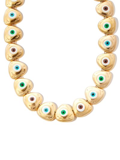 Lauren Rubinski Evil Eye 14k黄金珐琅项链 In Gold