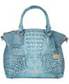 Brahmin Duxbury Croc Embossed Leather Satchel In Artic Blue