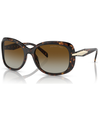 Prada Women's Polarized Low Bridge Fit Sunglasses, Pr 04zsf58-yp In Tortoise
