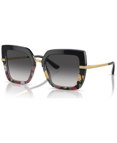 Dolce & Gabbana Women's 52mm Half-striped Square Sunglasses In Floral Print