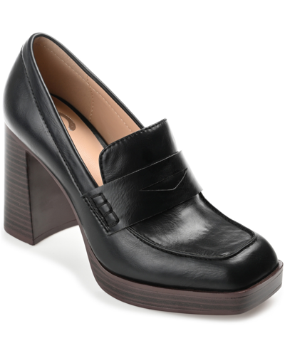 Journee Collection Women's Ezzey Block Heel Loafers In Black
