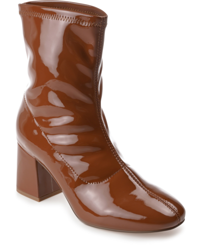 Journee Collection Women's Reice Block Heel Dress Booties In Brown
