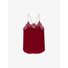 Zadig & Voltaire Christy V-neck Silk-crepe Top In Wine