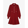 Sandro Lison Pleated-skirt Knitted Dress In Rouges