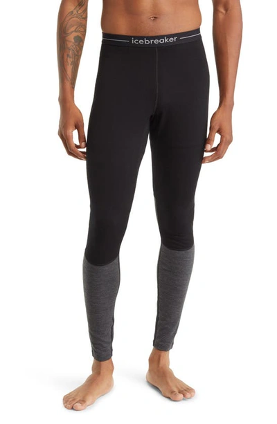 Icebreaker 200 Zoneknit Leggings In Black/ Jet Heather