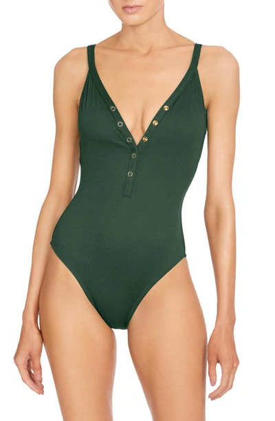 Robin Piccone Amy Snap One-piece Swimsuit In Bonsai