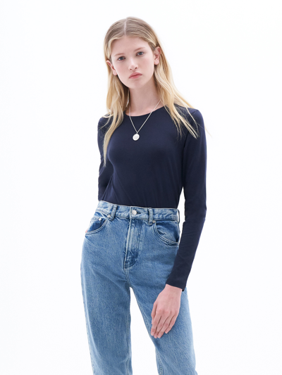 Filippa K Cotton Stretch Long Sleeve In Blue