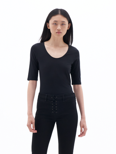 Filippa K Cotton Stretch Scoop Neck Top In Black