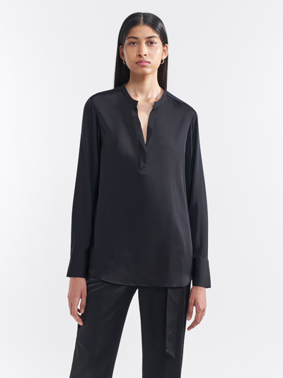 Filippa K Keyhole-collar Silk Blouse In Black