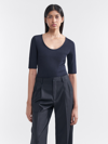 Filippa K Cotton Stretch Scoop Neck Top In Blue