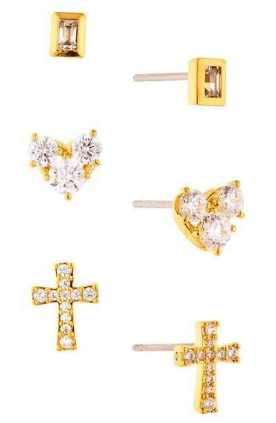 Nadri 3-pack Stud Earrings In Gold