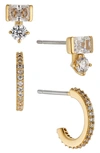 Nadri Zoe Stud & Hoop Earrings Set In Gold