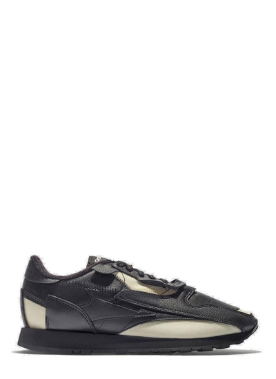 Maison Margiela X Reebok Deconstructed Leather Track Sneakers In Black
