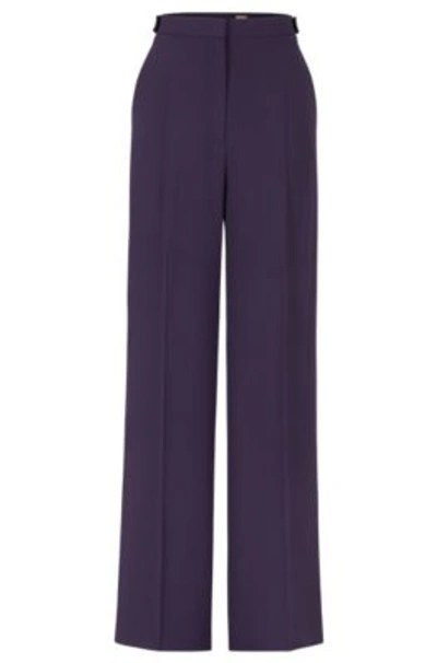 Hugo Boss Regular-fit Trousers With Flared Leg In Purple