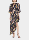 Cinq À Sept Cinq A Sept Kossa Printed Asymmetrical Dress In Black Multi