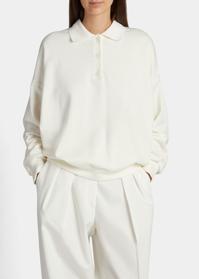 The Row Corzas Cotton Polo Sweater In White