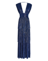 Sabina Musayev Judith Foiled Pleated Knit Maxi Dress In Blue