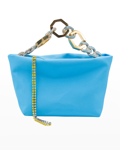 Gedebe Jessye Embellished Satin Shoulder Bag In Blue