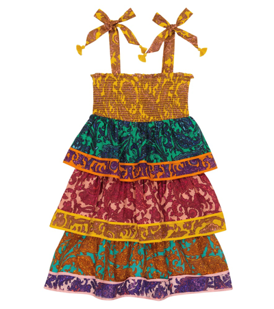 Zimmermann Kids' Tiggy Shirred Ruffled Cotton-poplin Dress 4-12 Years In Multicolor