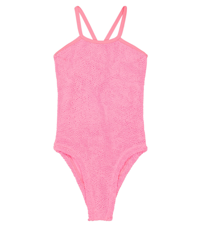 Hunza G Kids' Margot Swimsuit In Bubblegum