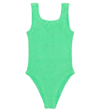 Hunza G Kids' Classic Swimsuit In Lime