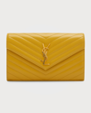 Saint Laurent Large Monogram Quilted Leather Wallet On A Chain In 7314 Lt Chartreus