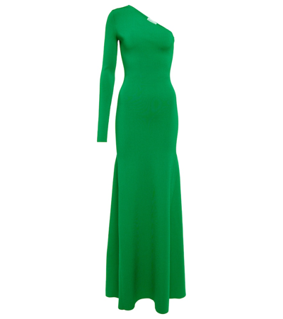 Victoria Beckham Knitted One-shoulder Maxi Dress In Green | ModeSens