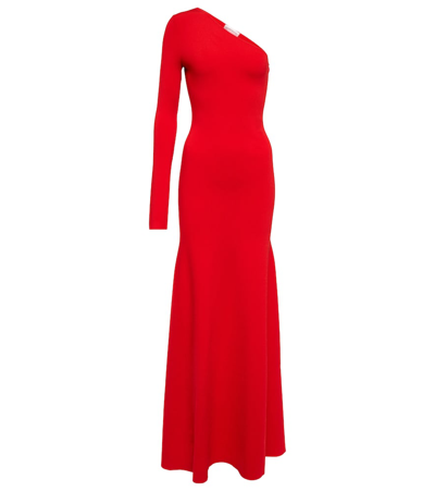 Victoria Beckham Knitted One-shoulder Maxi Dress In Red