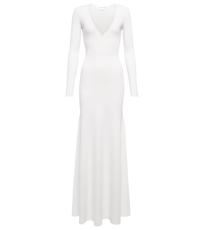 Victoria Beckham Knitted V-neck Maxi Dress In White