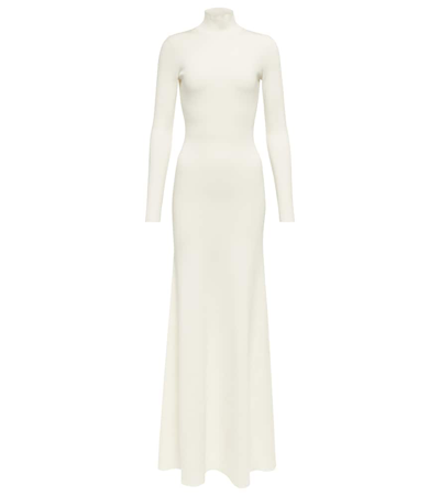 Victoria Beckham Knitted Turtleneck Maxi Dress In White