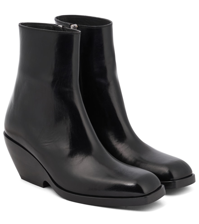 Khaite Hooper Leather Ankle Boots In Black