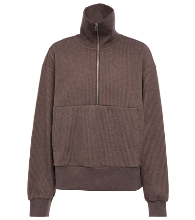 Varley Cyrus Half-zip Cotton-blend Sweatshirt In Chocolate Marl
