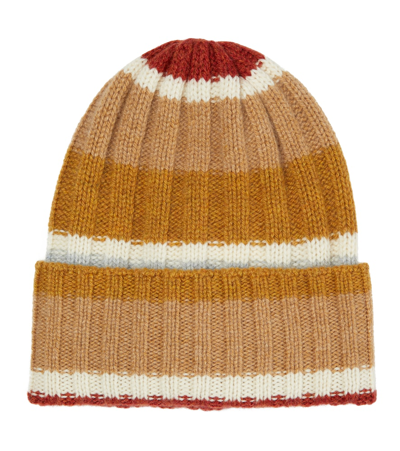 Loro Piana Striped Cashmere Beanie In Fantasy Cappuccino