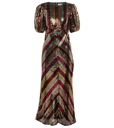 Rixo London Sequin-embellished Daisy Midi Dress In Multi Chevron Sequin