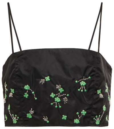 Ganni Embellished Crop Camisole In Black