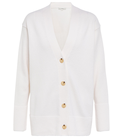 Vince V-neck Wool And Cashmere Cardigan In Off White-101owh
