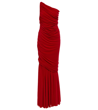Norma Kamali Diana One-shoulder Fishtail Gown In Red