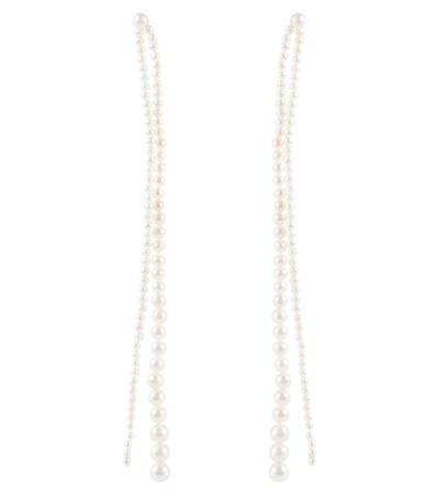 Sophie Bille Brahe Promenade De Perles 14kt Gold Pearl Drop Earrings In White