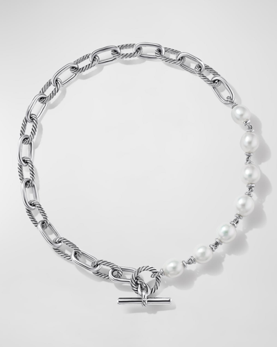 David Yurman Dy Madison Pearl Chain Necklace In Silver