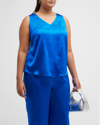 Gabriella Rossetti Plus Size Gia V-neck Silk Shell In Royal Blue